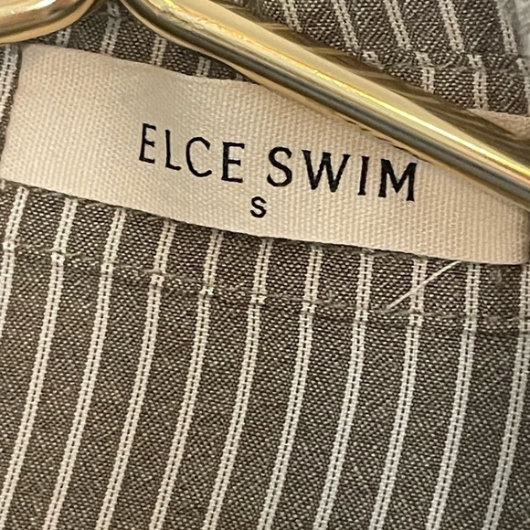 Elce Swim top long sleeve sz small gray striped Button Down - Picture 5 of 9